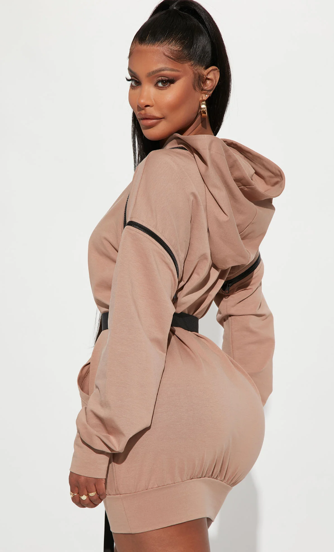 Sara Sweatshirt Mini Dress - Taupe