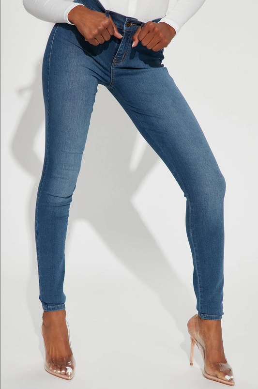 Tall Flex Game Strong Mid Rise Skinny Jeans - Medium Blue Wash