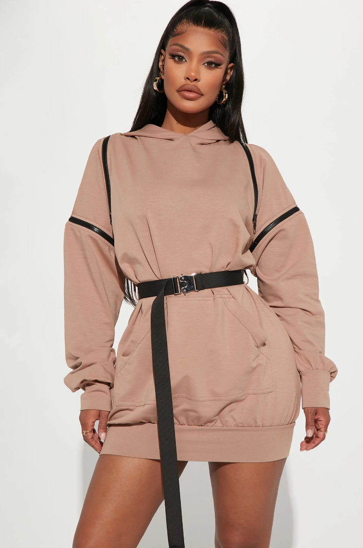 Sara Sweatshirt Mini Dress - Taupe